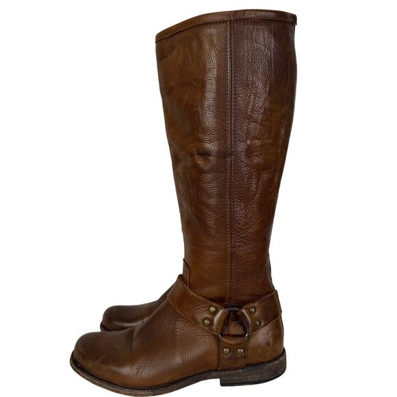 Frye Phillip Harness Tall Riding Equestrian Leather Brown Boots Size 6 - Picture 1 of 13